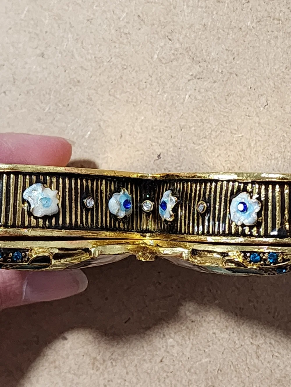 Butterfly Whimsical Trinket Box Vanity Decor Rhinestones Vibrant Colors